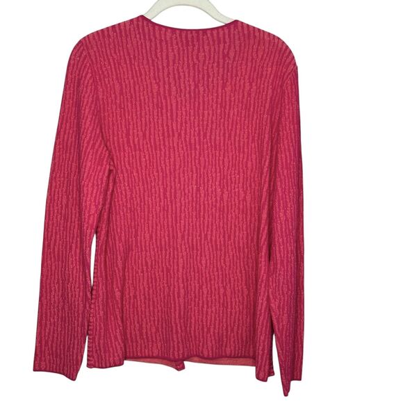 Lafayette 148 New York Sweater Womens Medium Pink Textured Stripe Cardigan Knit - Picture 7 of 7